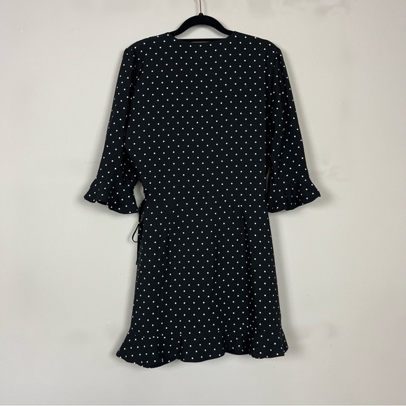 LOFT WRAP POLKA DOT MINI DRESS ROMPER WITH SLEEVES BLACK AND WHITE SIZE 2 - Picture 10 of 16